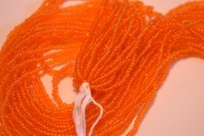 Transparent Orange Czech PRECIOSA  glass 11/0 seed beads. 1 Hank