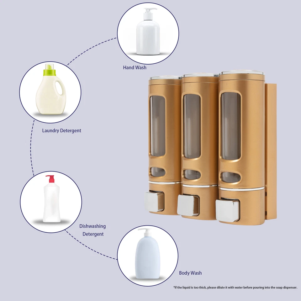 400ml 3 Pack Hotel Shower soap Dispenser, Wall-mounted Shampoo Dispenser Hotel - Image 3 of 4
