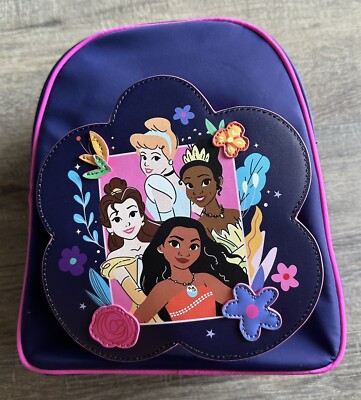 NWT Disney Parks Princesses Cinderella Moana Belle Tiana Purple Mini Backpack Disney Princess Backpack.Moana, Belle, Tiana & Cinderella  main image 2