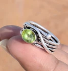 Faceted Peridot Gemstone 925 Sterling Silver Men's Ring Gift For Boyfriend