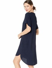 J.Crew Mercantile Women's Short Sleeve Mandarin Collar Dress, Navy, 2