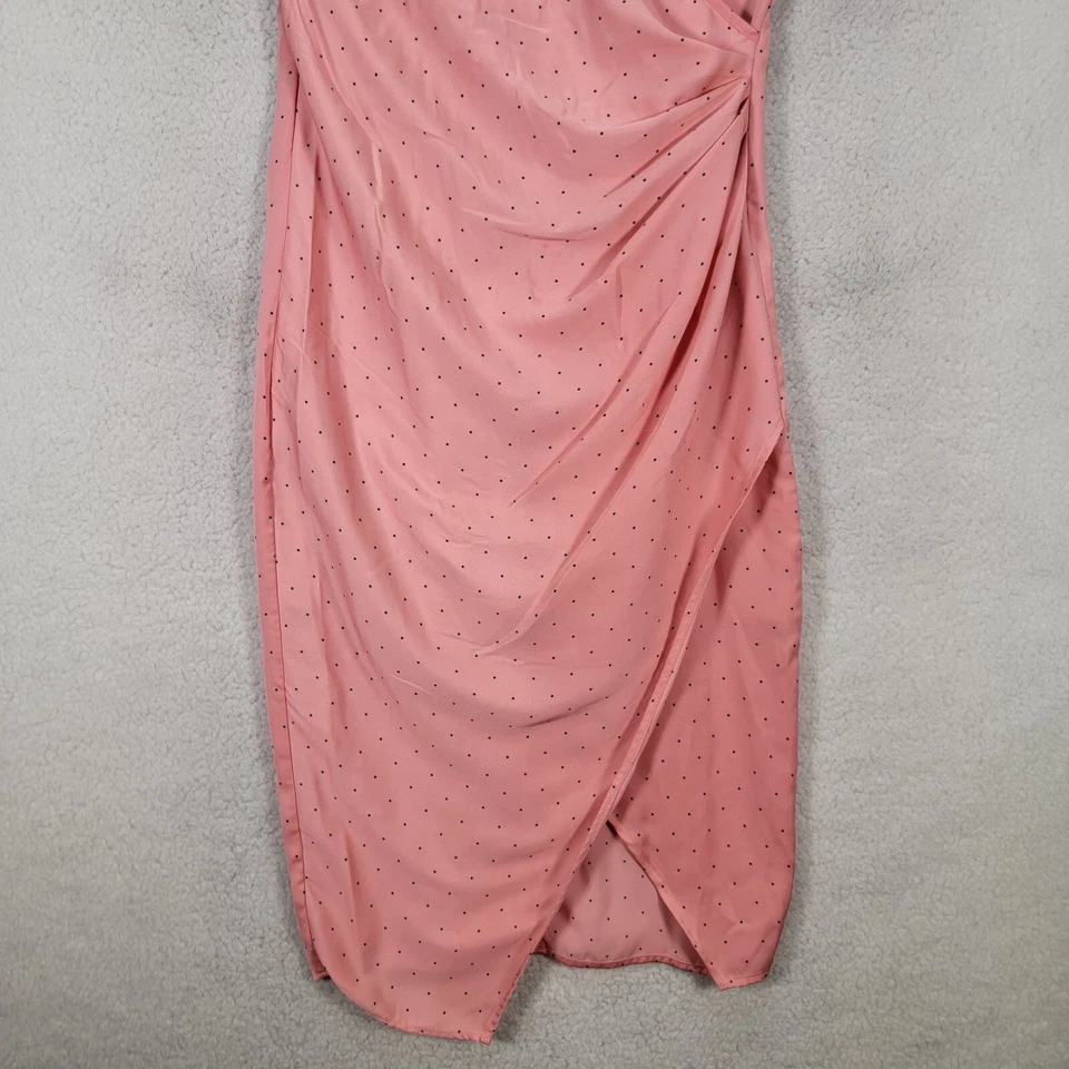 Vestido para mujer BCBGeneration talla 2 rosa lunares cuello en V plisado cami simulado envoltura Foto 4 de 4
