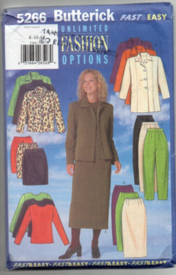 BUTTERICK 5266 SEWING PATTERN JACKET, SKIRT, TOP & PANTS SIZES 8-10-12 PETITE