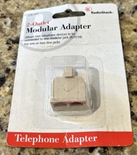 Radio Shack 2-Outlet Telephone Modular Adapter 279-357 Almond