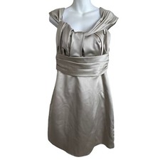 Jim Hjelm Occasions Satin Champagne Short Knew Length Gown Size 12 Bridesmaid
