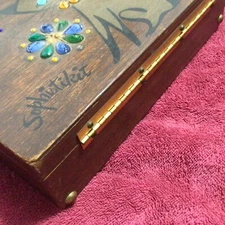 VTG Enid Collins Sophistikit 1964 Jeweled Cat Wooden Box Purse All Original READ