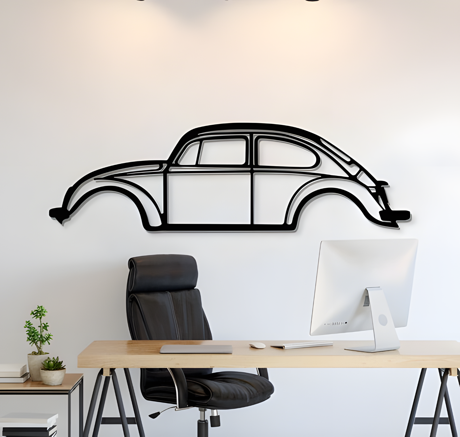 Wall Art Home Decor 3D Acrylic Metal Car Silhouette Volkswagen Beetle