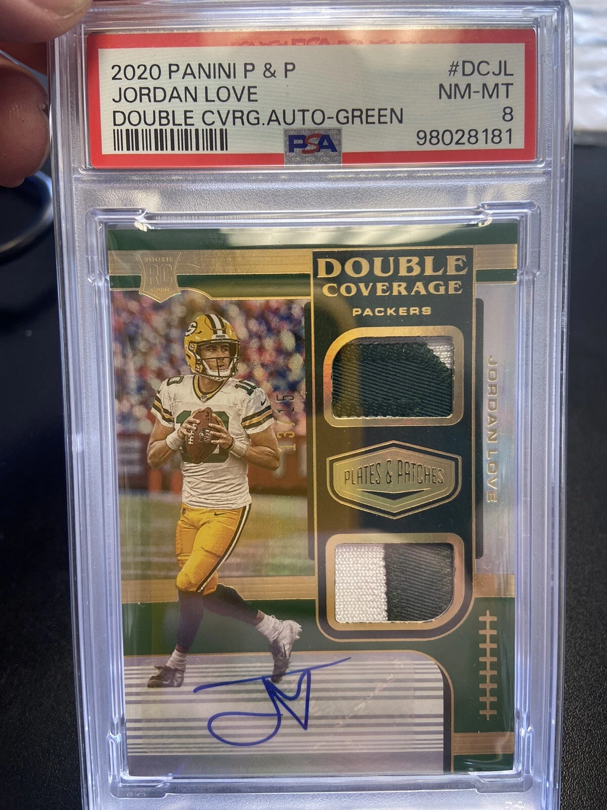 Jordan Love Panini Plates & Patches Double Coverage Autographs #DCJL Green