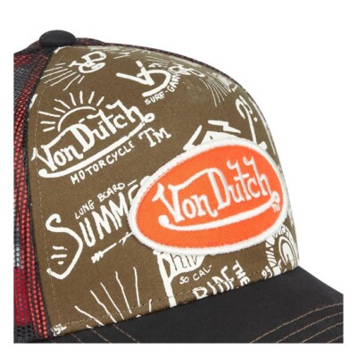 Cappello Von Dutch Heritage Autentico, Modello Trucker, Colore Mimetico Con Inserti Arancioni E Rete. Taglia Unica Regolabile, 100% Originale.