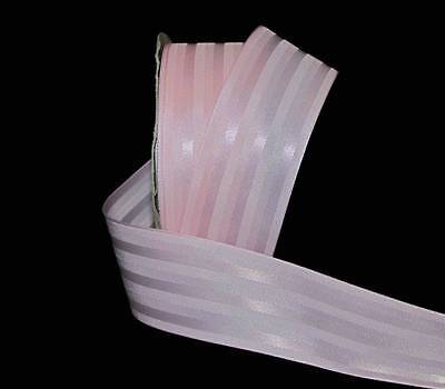 3 Yds Pink Shiny Dull On Line Striped Satin Ribbon 1 1/2"W 