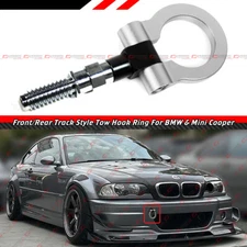 For BMW E36 E46 E39 E38 E90 Z3 Mini Cooper Silver Folding Ring Screw On Tow Hook
