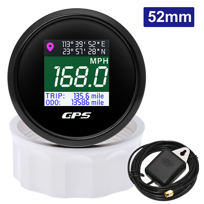 52mm Digital Car Boat GPS Speedometer 0-999 MPH Km/H Odometer Gauge Waterproof