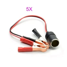 5X 12V Battery To Cigarette Lighter Adapter Alligator Clamp Clip