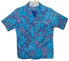 Sz L Vintage 60's-70's Hilo Hattie's Reverse Hawaiian Aloha Shirt Cotton Floral