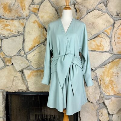 Tibi Chalky Short Wrap Dress Ash Green | 8 | eBay