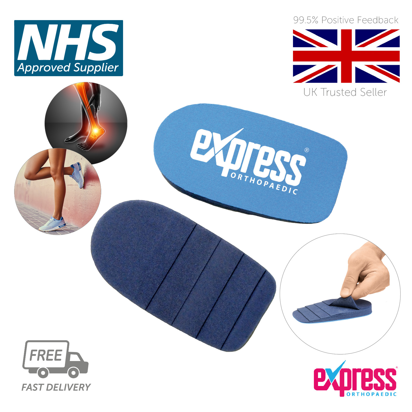 Insertos de zapatos para elevar el talón - Elevación ajustable de 3-15 mm - Discrepancia en la longitud de la pierna, PAR