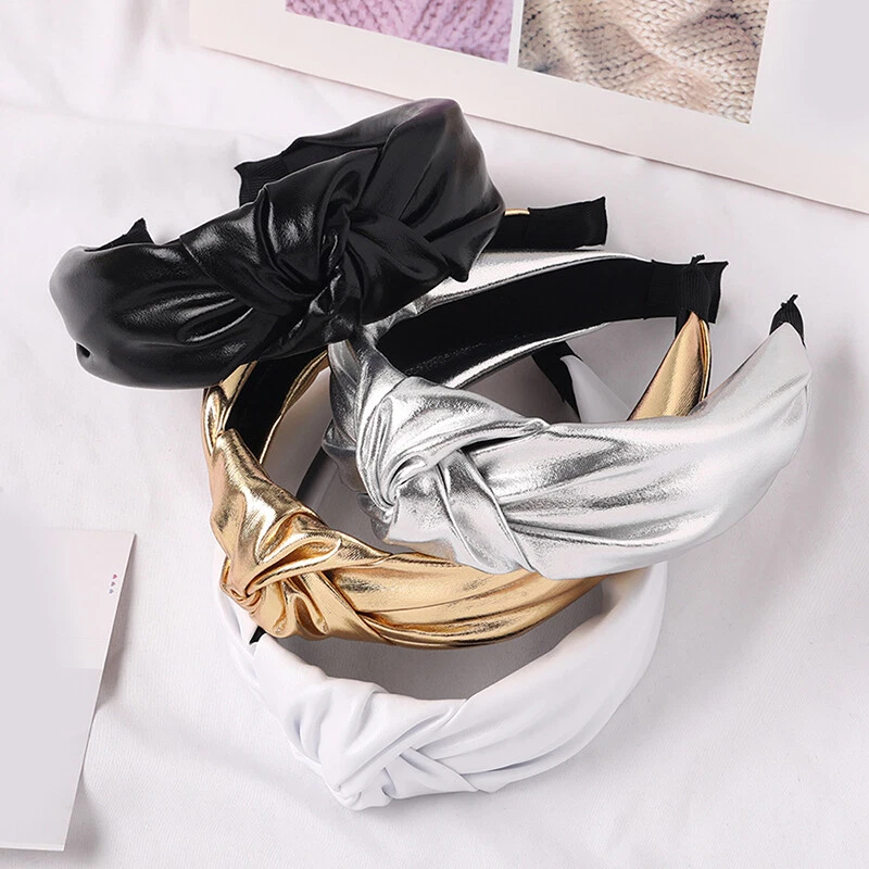 Solid Color Knot Headband Womens Hairband Plain Wide Hair Band Hoop Accessori↔ - Image 3 of 4