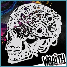 Cyberpunk Skull #2 - Reusable Airbrush Stencil Template