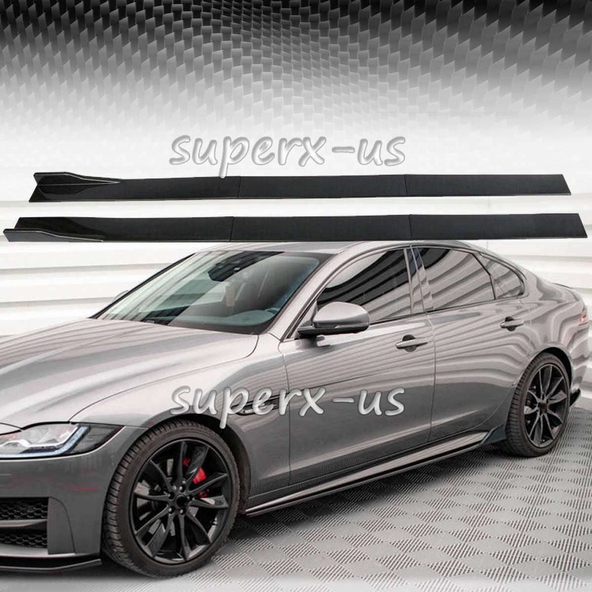 For Jaguar XF XJ Carbon Fiber Side Skirt Extension Rocker Panel Lip Splitters