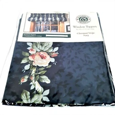 Windsor and Browne Window Curtain Valance Versatile Blue Floral New Old Stock