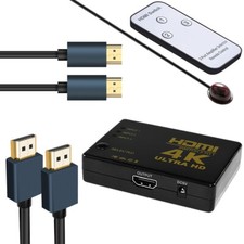 A Grade UPGRADE 3-Port 4K HDMI Switcher Selector HDMI to HDMI Male Cable