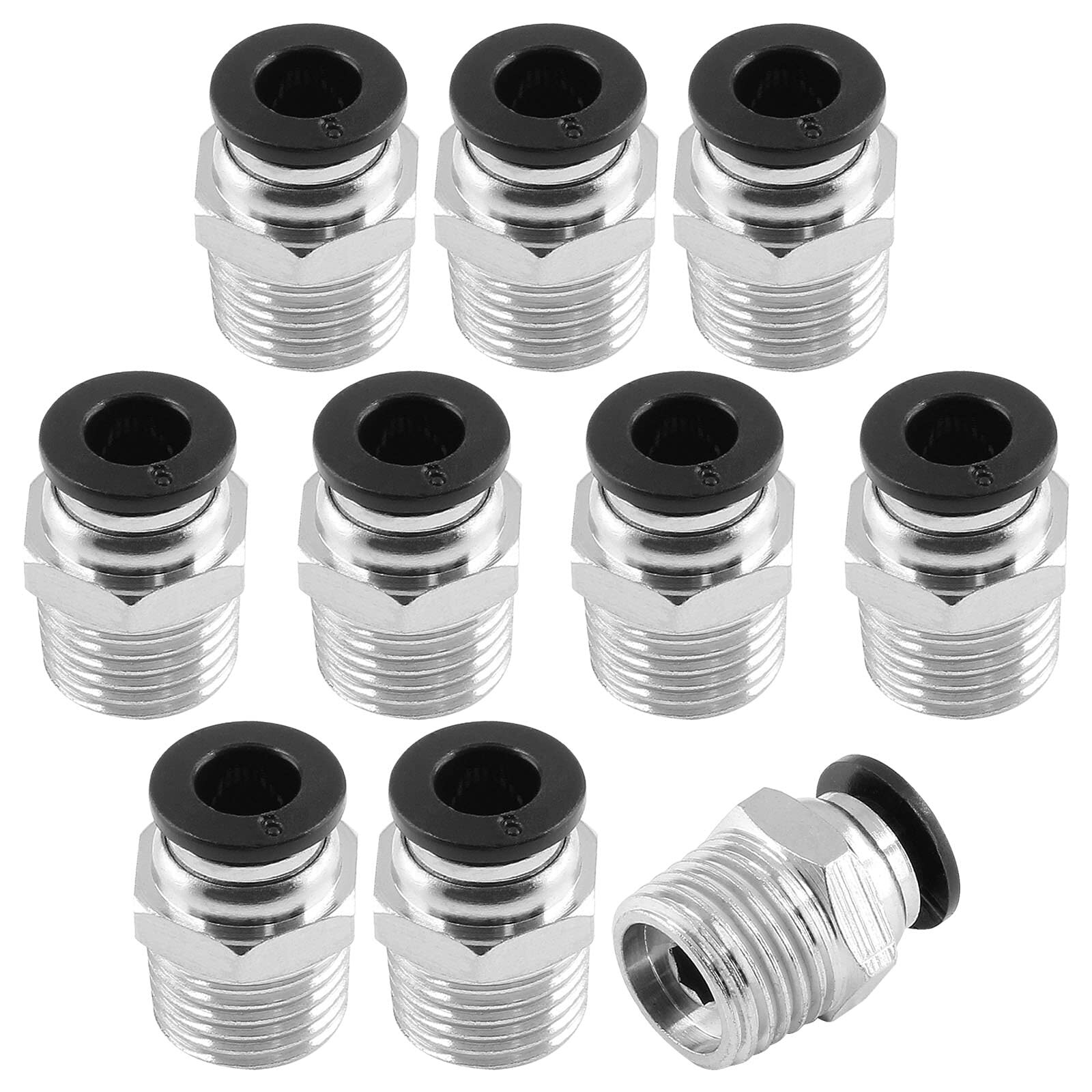 10Pcs Male Straight Push to Connect Fittings 6mm Tube OD x 1/4 inch NPT Threa...