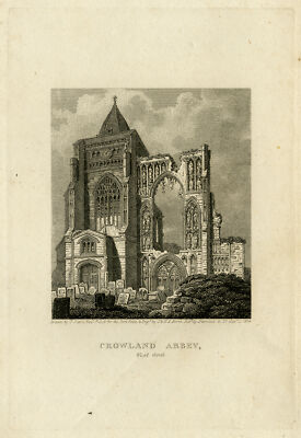 Antiker Druck-Ansicht der Crowland Abtei in Lincolnshire-England-Espin-Storer-1823