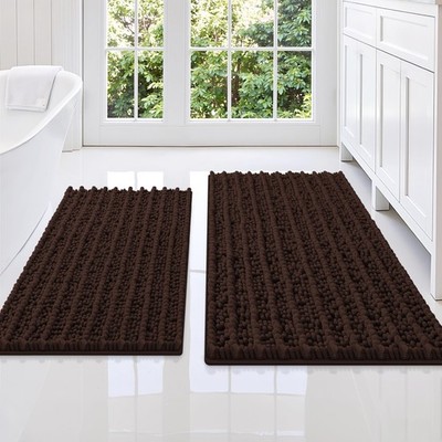 Smiry Bathroom Rugs Sets 2 Piece, Soft 36'' x 24'' Plus 30'' x 20'', Brown 