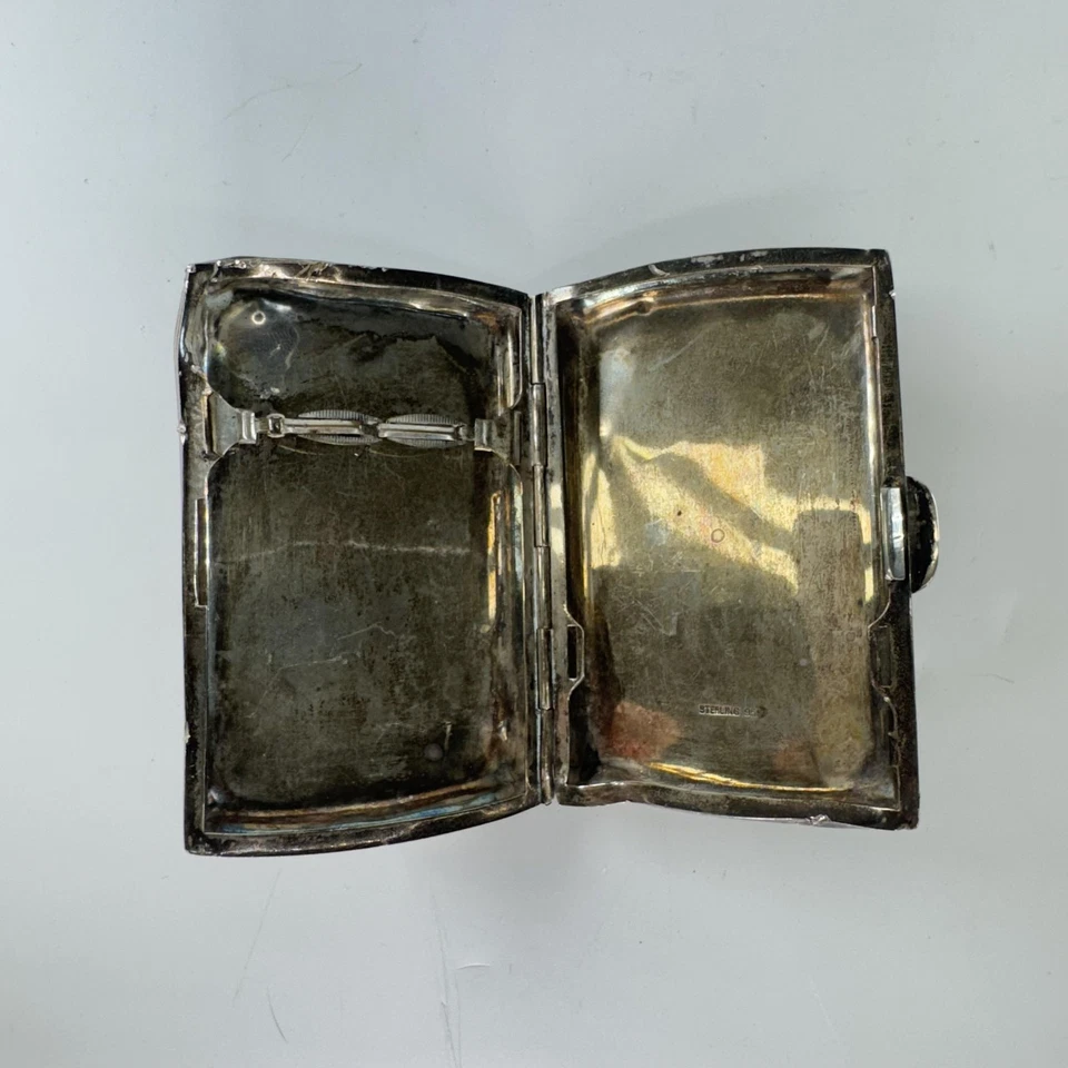 Caja de cigarrillos japonesa de colección Sterling 950 pagoda grabada escena Monte Fuji Japón 70 g Foto 4 de 4