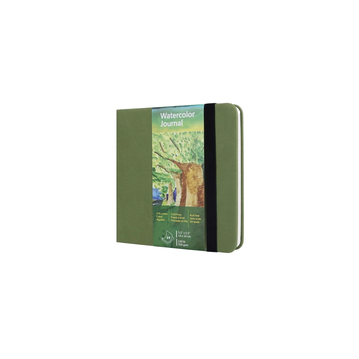 Xyvor Cuaderno Acuarela 10x10 Cm – 100% Algodón, 300g/m², 30 Hojas, Sin ácido, Tapa Naranja Con Elástico
