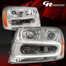 PAR DE FAROS TUBO DRL LED CROMO ÁMBAR PARA CHEVY TRAILBLAZER 2002-2009