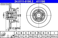 2X Bremsscheibe Hinten Ate 240111 01862 FÜR Renault Bremsscheiben Scheibenbremse