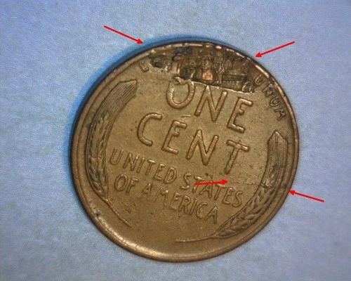 1957 D  LINCOLN CENT, DEFECTIVE PLANCHET🌟LAMINATED REVERSE 🌟 ERROR