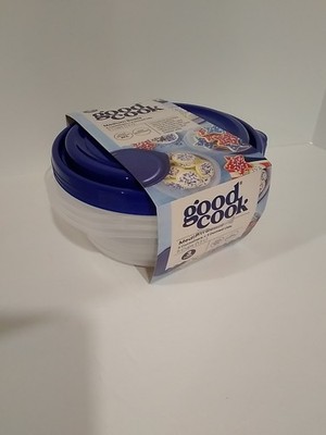GoodCook Medium Storage Bowls Pack of 3 Clear with Blue Lid 5 Cups