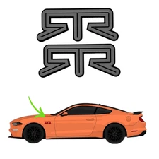 PAIR (2) SRTR Fender Badge Gray on Black Side Emblems Nameplate Decal Drift.