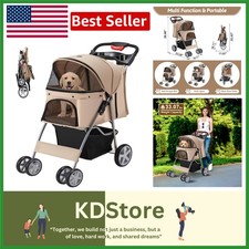 Foldable All-Season Pet Stroller with Breathable Mesh and Spacious Storage