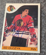 Ed Olczyk Chicago Blackhawks 1985-86 Topps Signed Auto Card #86 ~ COA