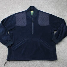 Cabela's Jacket Mens Large Blue Padded Shoulder Kangaroo Pocket Fleece Shacket