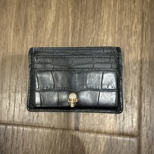 Alexander McQueen Cardholder Wallet Black Leather Gold Hardware Made In Italy