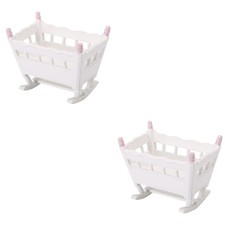2 Count Miniature Cradle Realistic Baby Bed Doll House Furniture