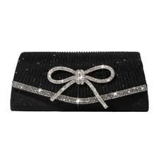 Bow Evening Bag Sparkly Clutch Purses for Women Wedding Glitter Rhinestone Pa...