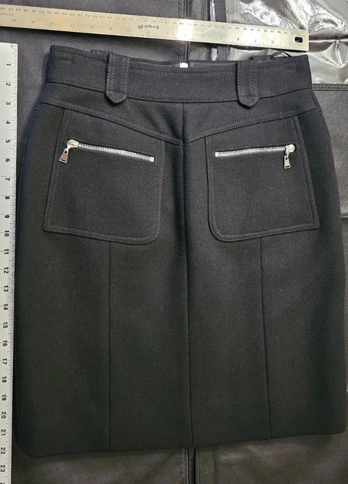 LOUIS VUITTON черная шерстяная юбка размер 40 с молниями - Изображение 3 из 4