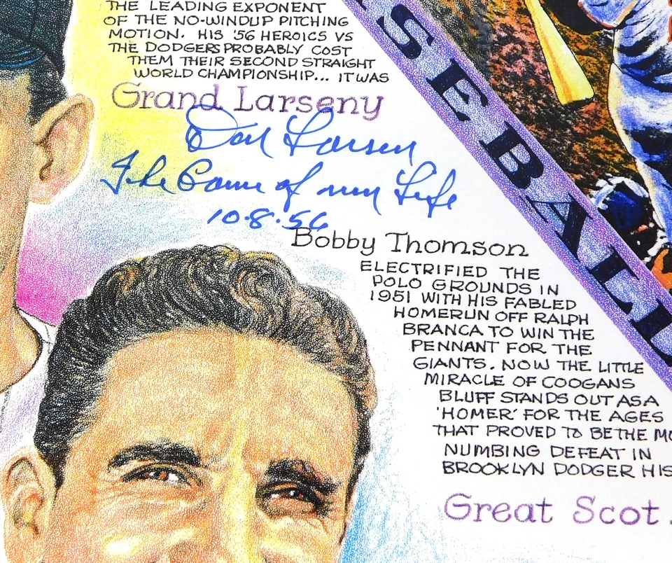 Don Larsen/Bobby Thomson/John VanderMeer Signed 11x14 Color Print 3 JSA Autos - Image 2 of 4