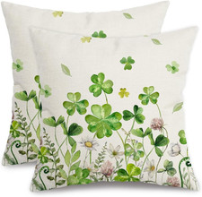 St.Patricks Day Pillow Covers 18X18 Inch Set of 2,Shamrock Floral Decorations Ho