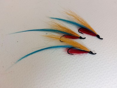 x Blue Orange Sunray Shadow size singles SALMON fishing flies  UK