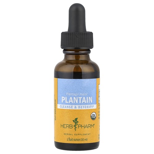Herb Pharm Plantain Fresh Leaf 1 fl oz 30 ml Gluten-Free, Organic