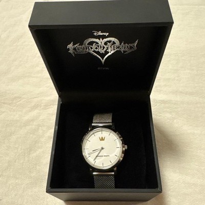 Disney Kingdom Hearts Watch Metal Mesh Belt Silver Analog With Box Used