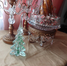 Vintage Midvest Green Ribbon Swirl Crystal So...