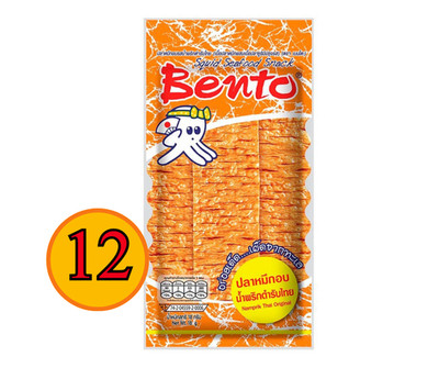 12 x Bento Squid Seafood Snack Namprik Thai Original Flavor 18g - Spicy & Crispy