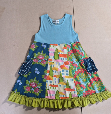 Matilda Jane Good Hart Bay Winds Tank Dress Girls 8 Patchwork Floral Pockets